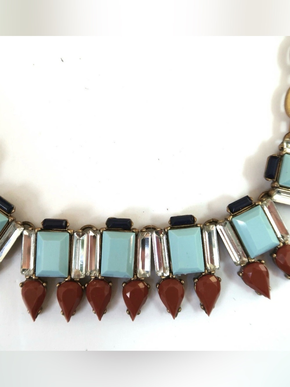 NWT J.Crew Chunky Geometric Statement Bib Necklace Turquoise Terracotta 2630 - Picture 4 of 4